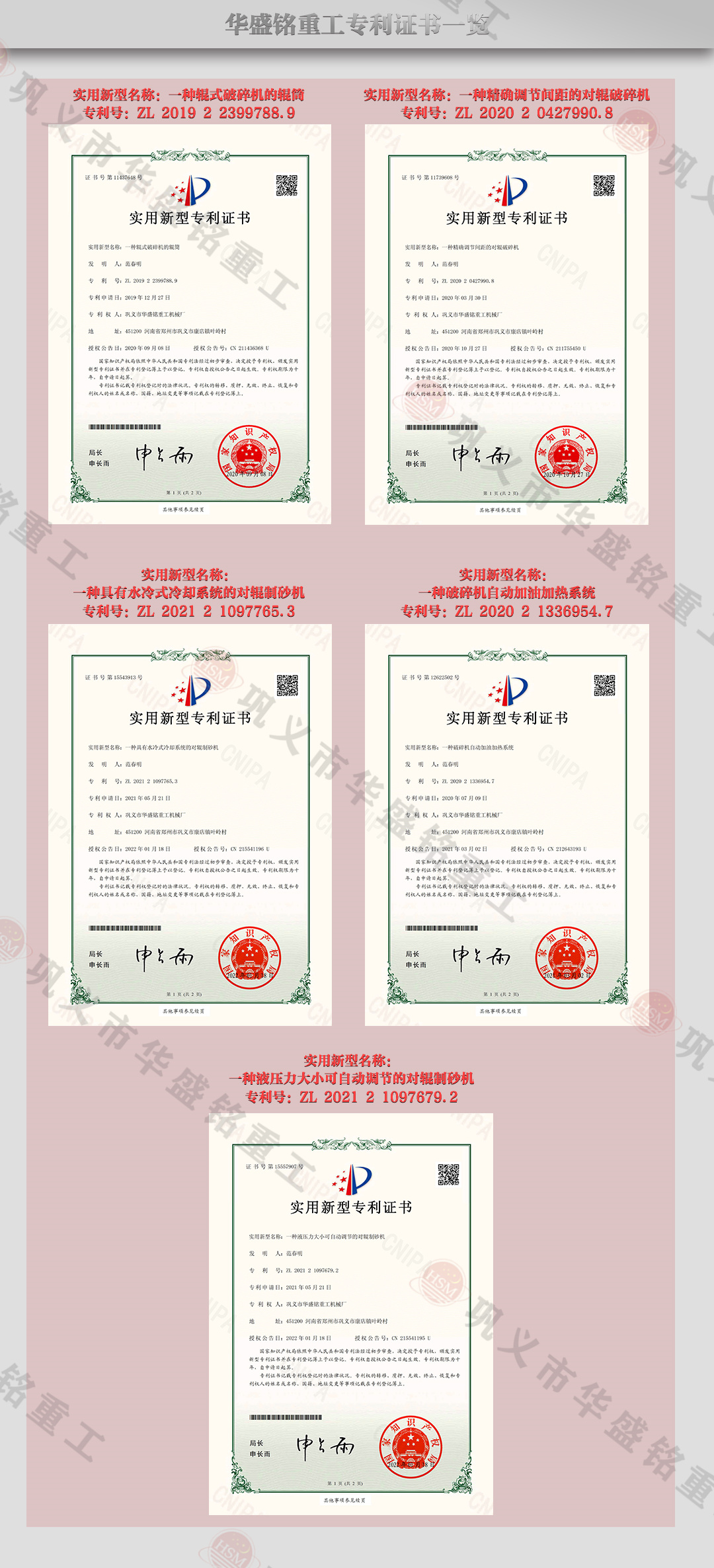 華盛銘對輥制砂機(jī)專利